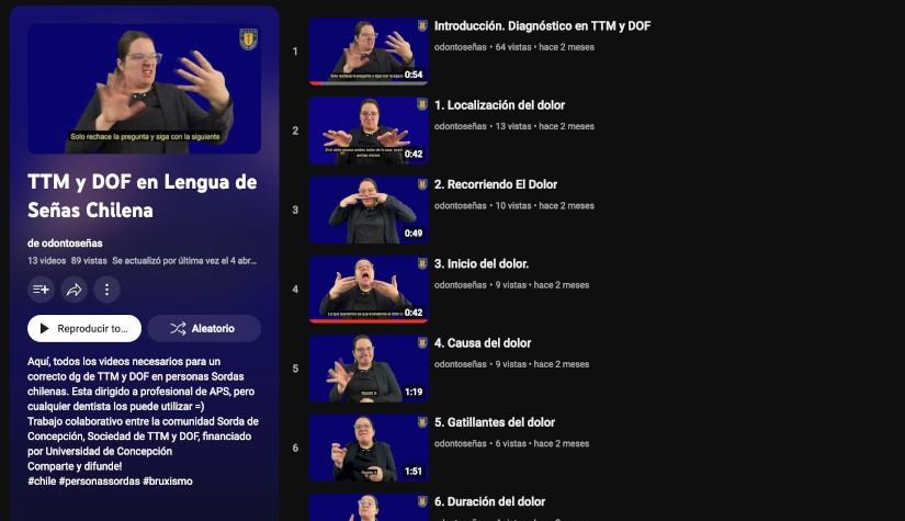 Proyecto "Lengua de Señas y Dolor Orofacial" en colaboración con la Facultad de Odontología de la Universidad de Concepción