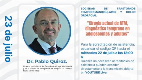 Reunión Científica julio 2026: Cirugía actual de ATM, diagnóstico temprano en adolescentes y adultos